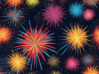 Fototapeta premium abstract fireworks background and space for text. Fireworks at Night 