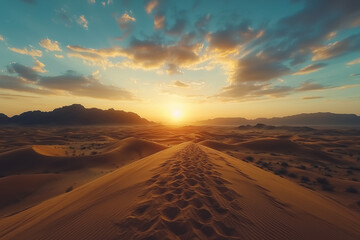 Dunes in Gold: Sunset Illuminating the Desert Sands