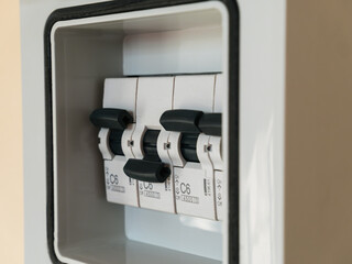 Close-up of a disabled electrical circuit breaker