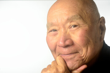 老人の笑顔のクローズアップ