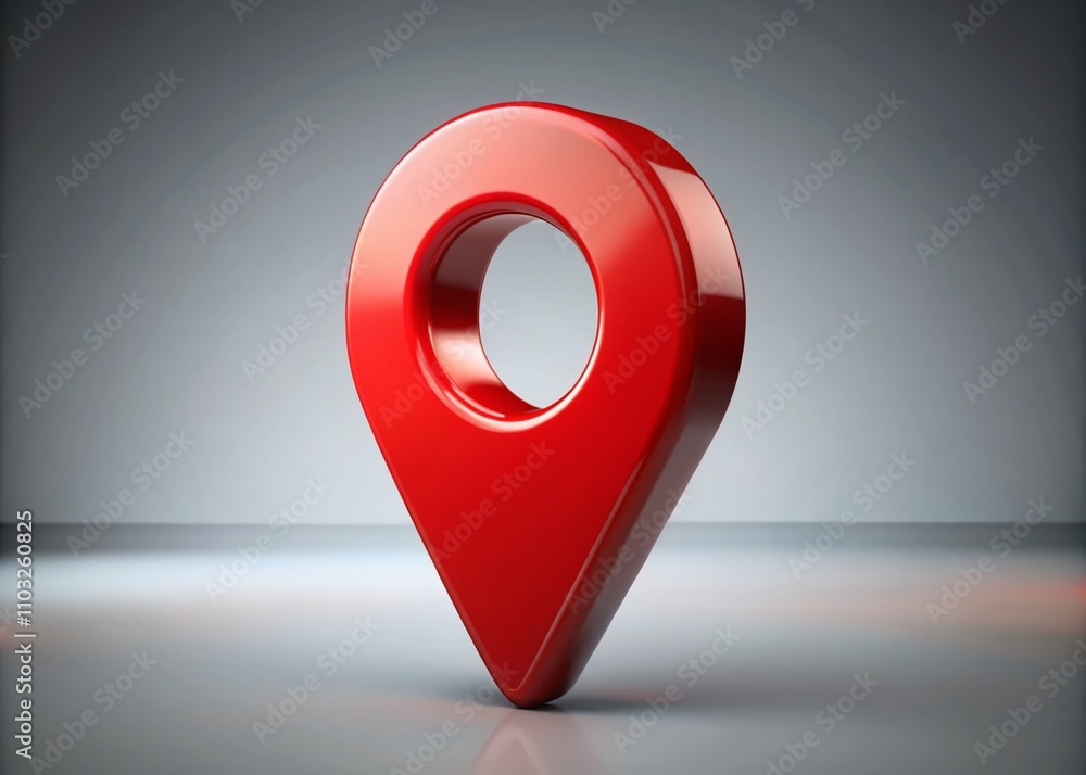 Poster 3d rendered red map symbol on clear background with ample copy space for navigation and location-bas