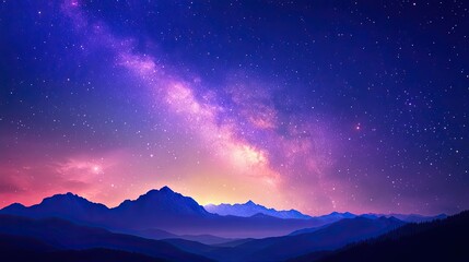 Fototapeta premium Majestic Mountains Underneath A Starry Night Sky