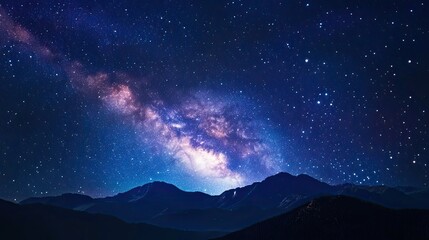Majestic Mountains Underneath a Starry Night Sky