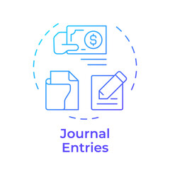 Journal entries blue gradient concept icon. Cash flow, documentation. Business management. Round shape line illustration. Abstract idea. Graphic design. Easy to use in infographic, presentation