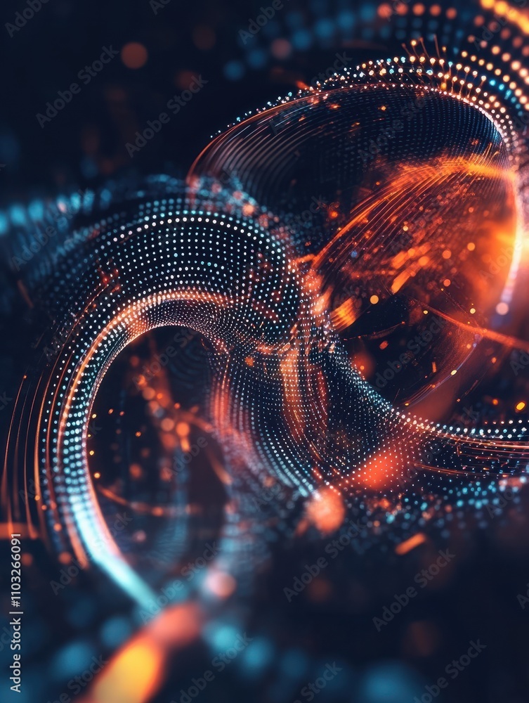 Poster artificial intelligence illustration. abstract technology circles. data transfer concepts in interne