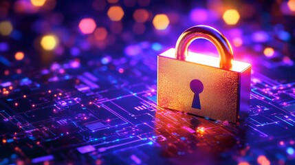 Digital Lock Concept with Glowing Background, Symbolizing Cybersecurity, Data Protection, Privacy, and Secure Access in an Advanced Technology Environment