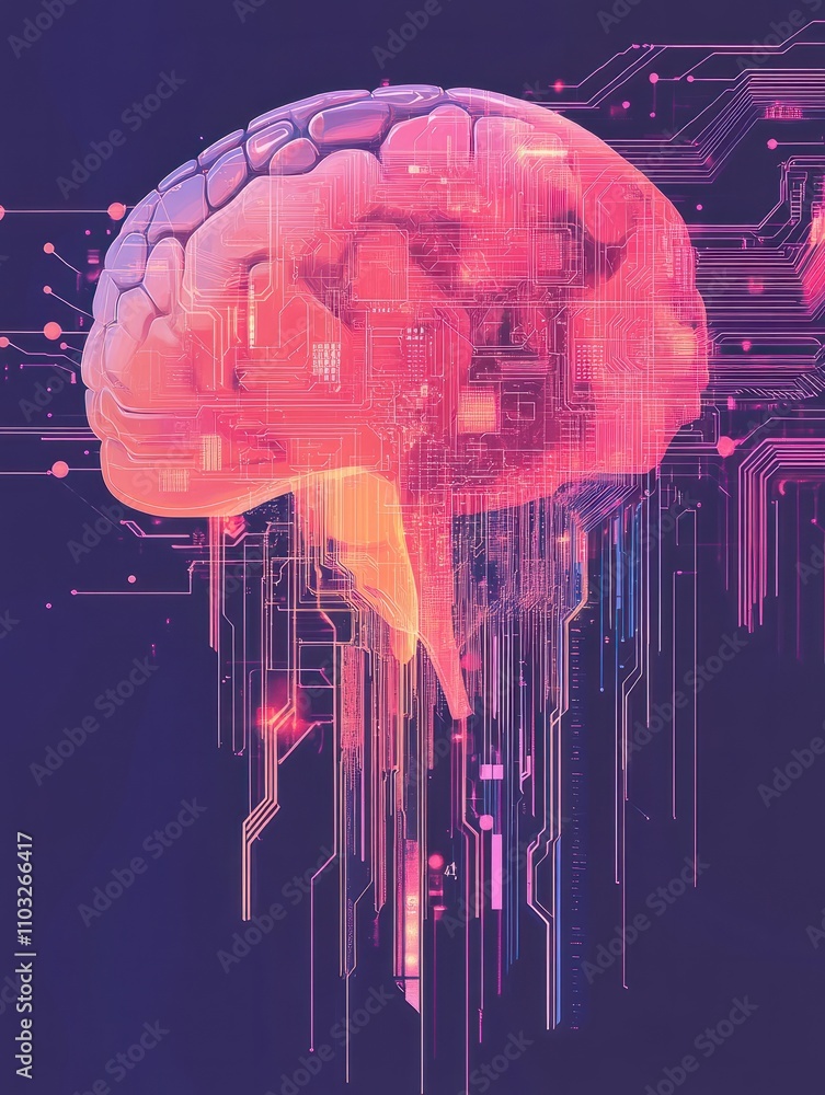 Poster artificial intelligence illustration. neural networks and another modern technologies concepts. data