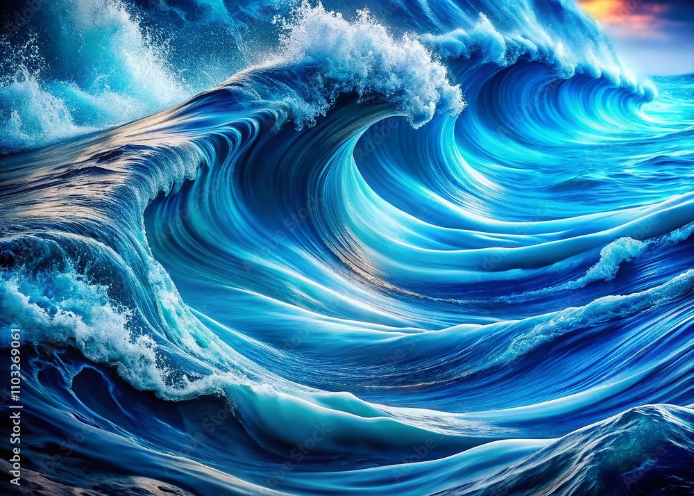 Poster abstract blue background with dynamic wave patterns for urban exploration photography featuring flui