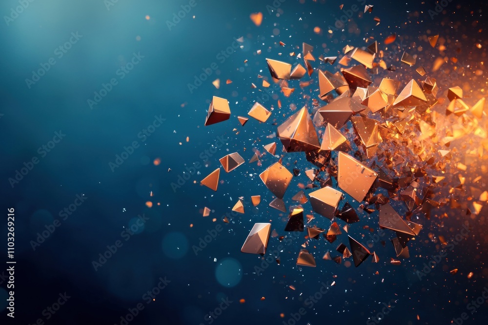 Poster dynamic fragments erupting abstract art digital creation surreal environment close-up energy and mot
