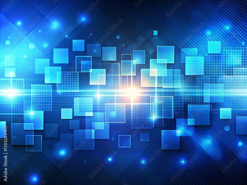 Poster abstract blue light technology background with dynamic square shapes for sports and modern banner te