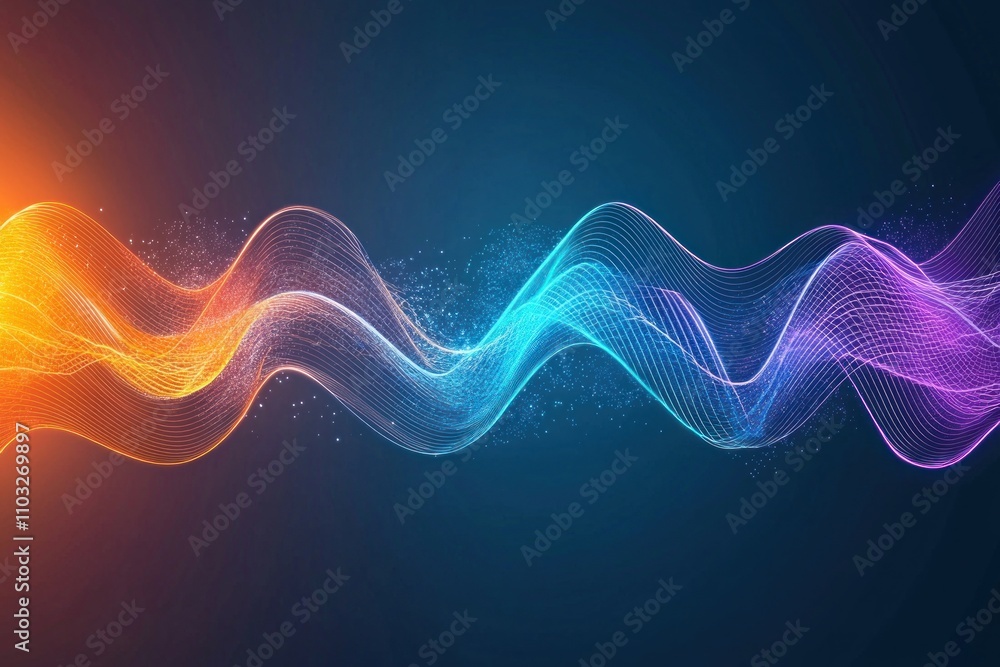 Aufkleber dynamic waves of color and light abstract art digital composition modern environment vibrant viewpoi