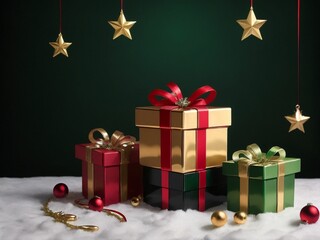Christmas theme background, gift box and Christmas tree.