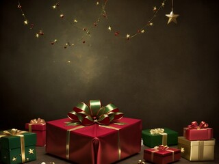 Christmas theme background, gift box and Christmas tree.