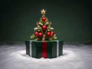 Christmas theme background, gift box and Christmas tree.