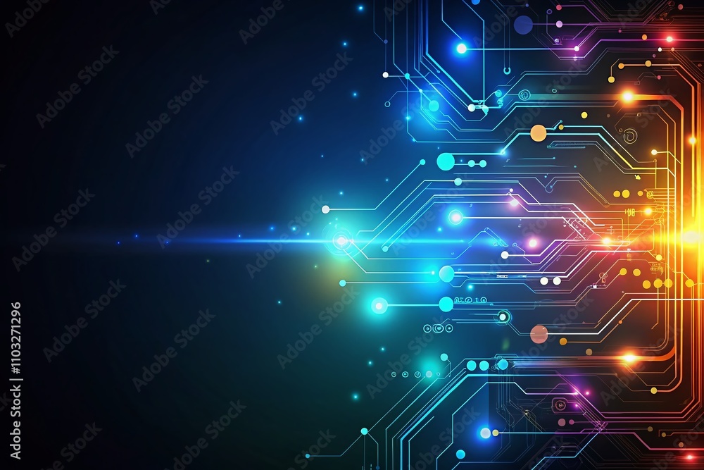 Poster abstract circuit lines in futuristic technology digital hi-tech background with copy space for creat