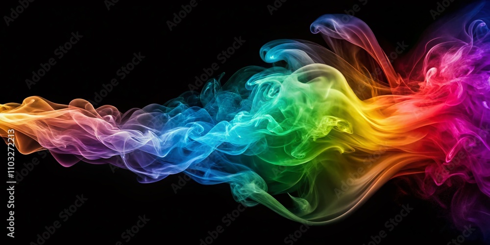 Poster abstract colorful smoke flowing movement in a captivating swirl of vibrant hues with ample copy spac