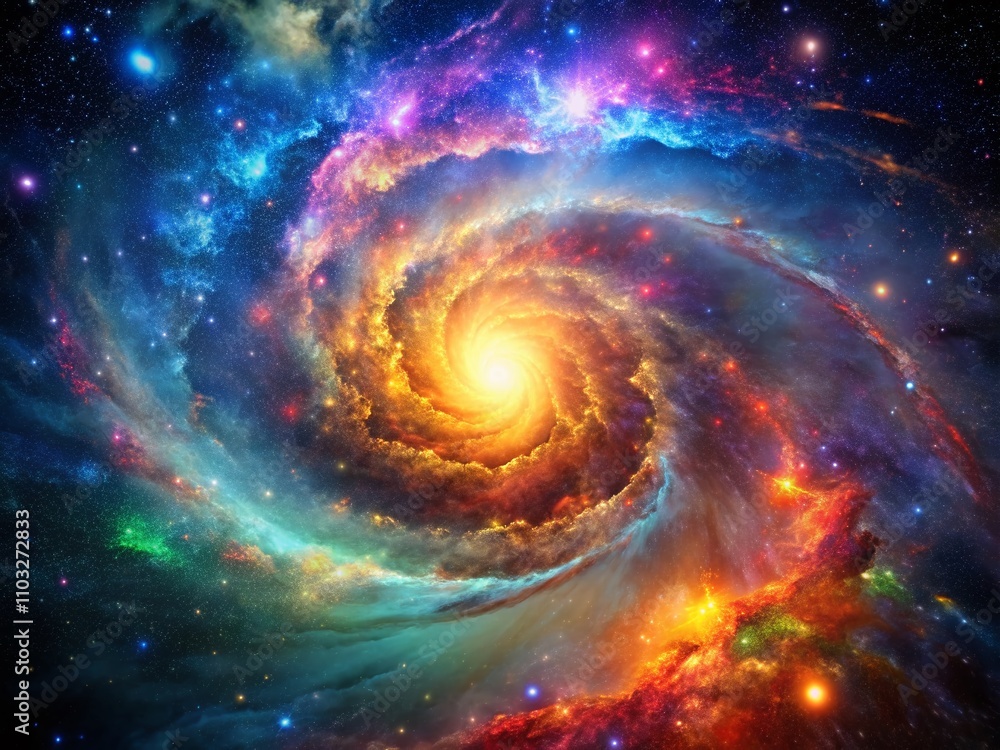 Poster abstract cosmic explosion of colors in space galaxy background with vibrant swirls and patterns, cap