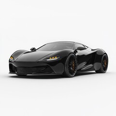 Sleek Black Sports Car on a White Background