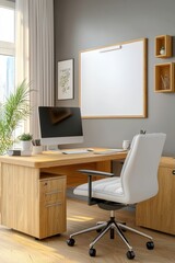 Modern Minimalist Home Office Setup with Natural Light