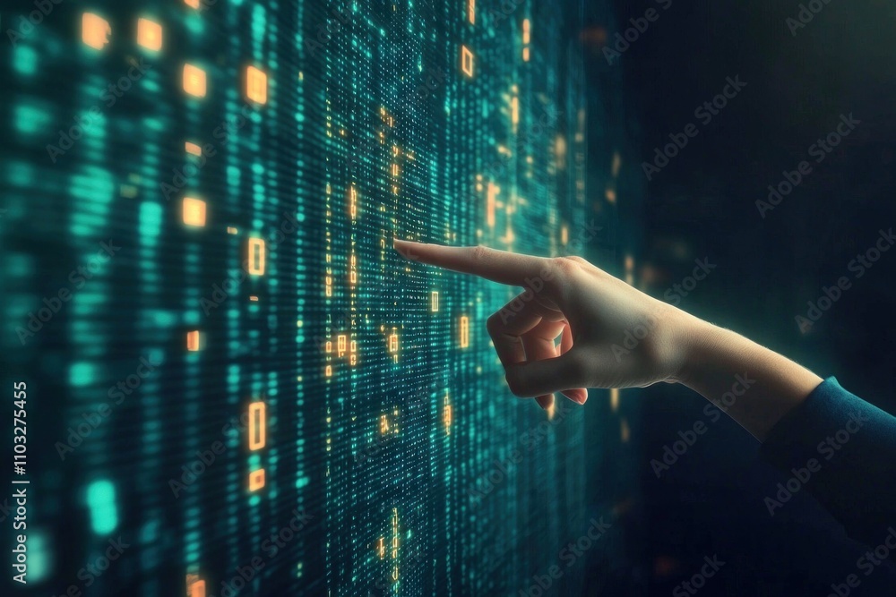 Poster digital data interaction virtual environment abstract concept technology futuristic viewpoint innova