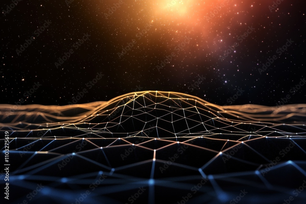 Poster digital landscape creation outer space abstract visualization cosmic environment aerial view futuris