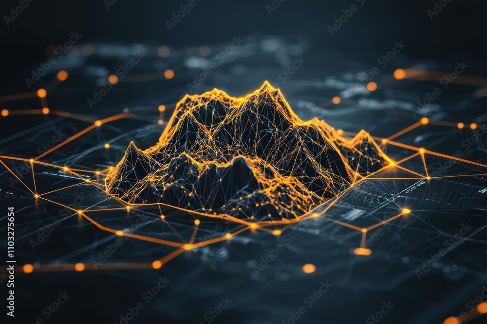 Poster digital mountain visualization virtual space 3d graphics abstract art aesthetic viewpoint technology