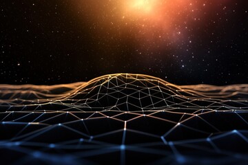 Digital landscape creation outer space abstract visualization cosmic environment aerial view futuristic concept