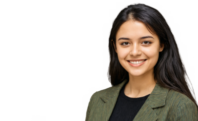 Young indian woman portrait standing against transparent background She wearing brown blazer