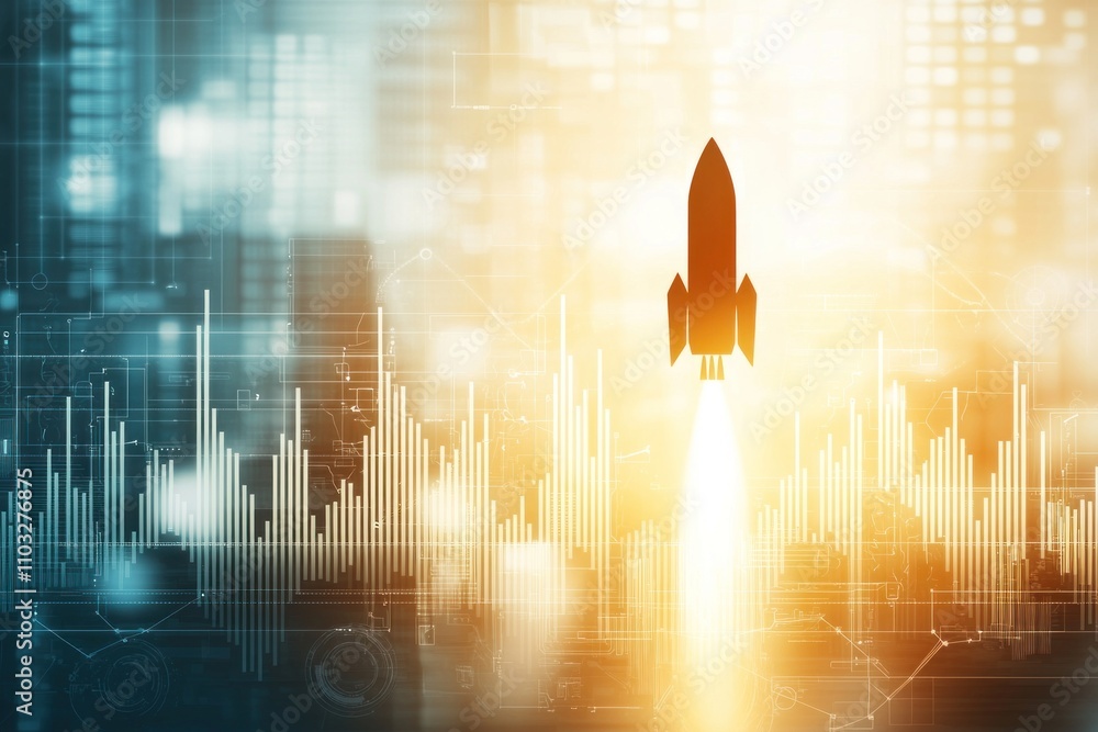 Poster rocket launch animation digital space graphic design futuristic environment dynamic viewpoint innova