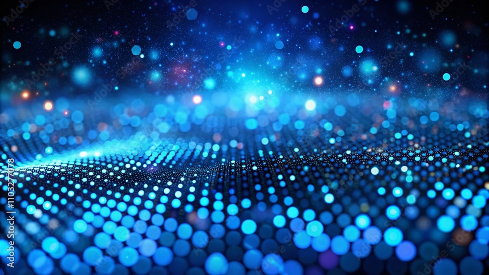 Poster abstract futuristic blue particle background with tilt-shift effect for modern design and digital ae