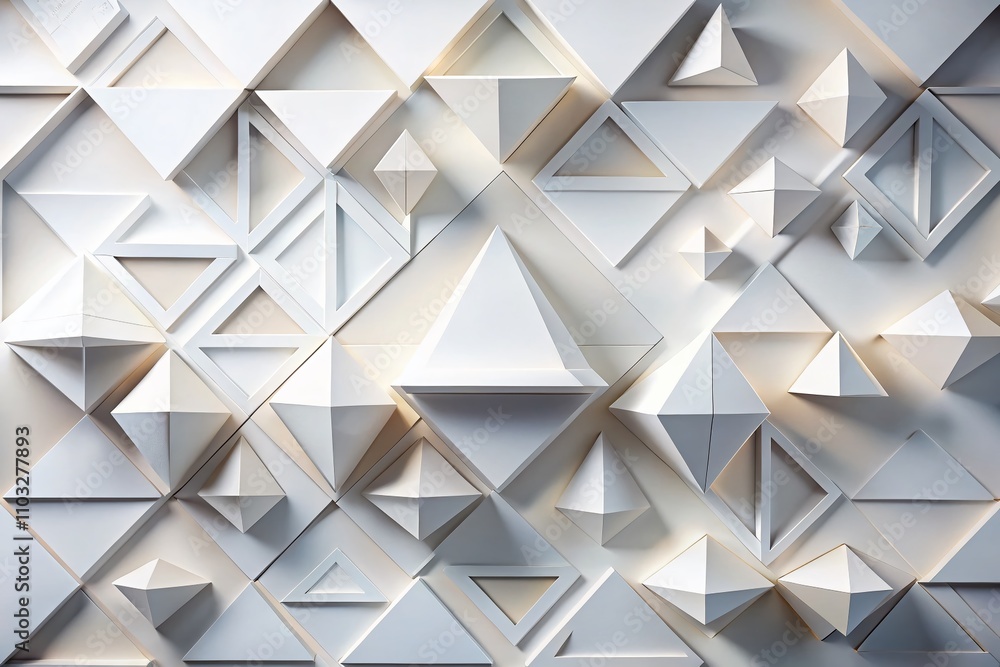 Poster abstract geometric design featuring white shapes in triangles and squares for decorative web layout,