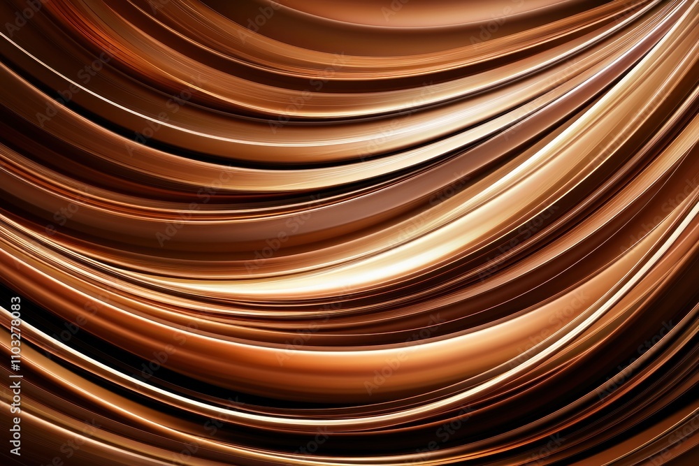 Poster dynamic flowing bronze textures abstract art high-quality digital background warm tones close-up vie