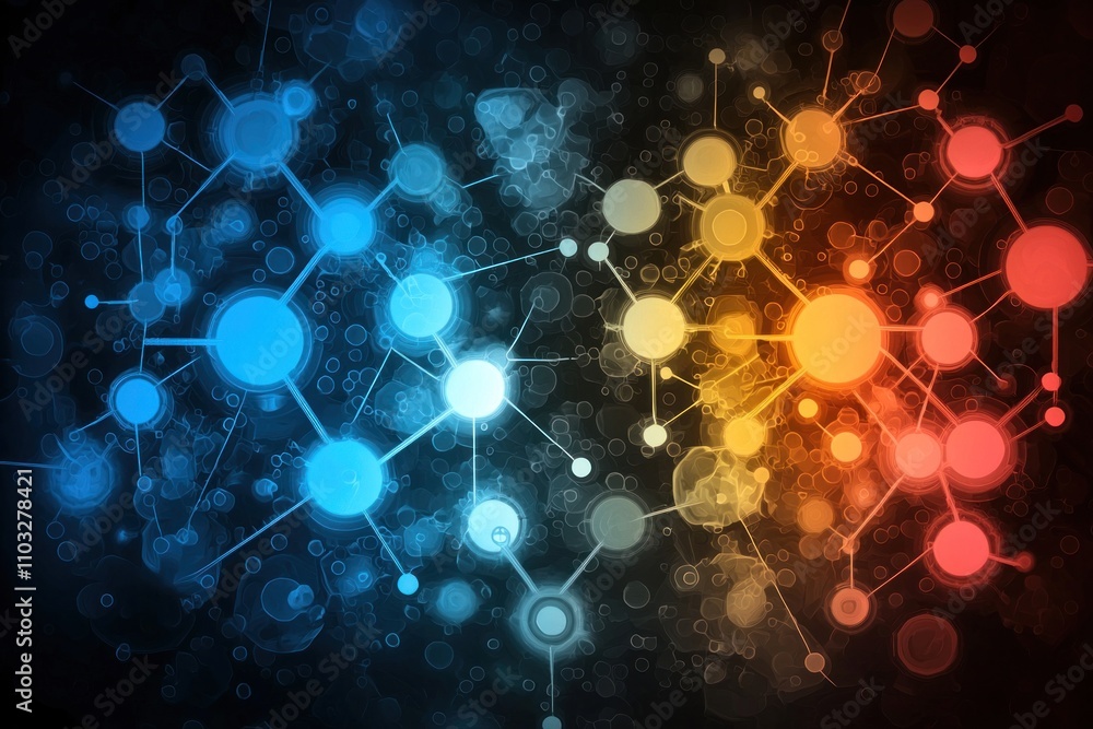 Poster exploring connections abstract visual representation of science and technology digital art dark back