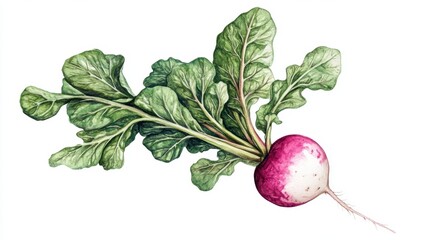  Radish white background water color style
