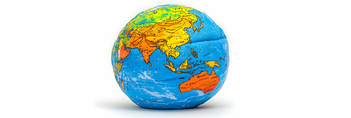 Global Map on a Soft Toy Ball, A Colorful World Illustration