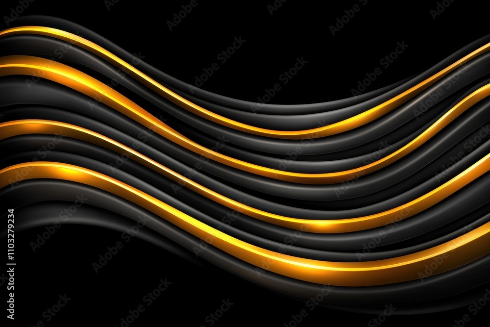 Poster dynamic golden waves abstract art modern design dark background artistic viewpoint visual depth for 
