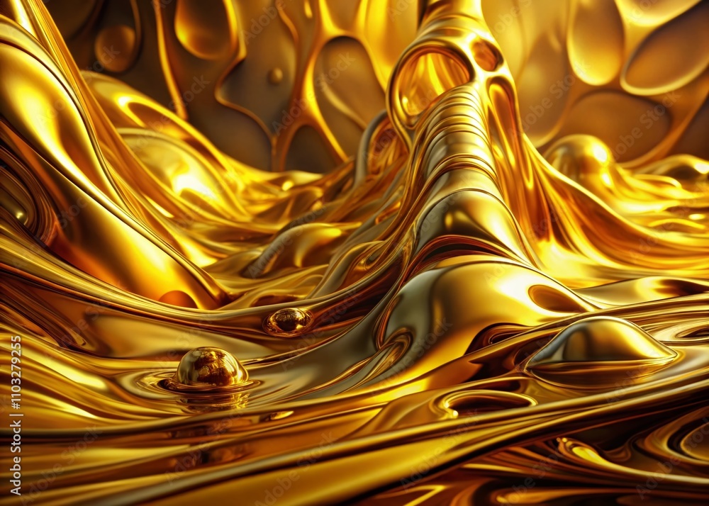 Aufkleber abstract gold background with fluid shapes and textures creating a dreamlike atmosphere for artistic