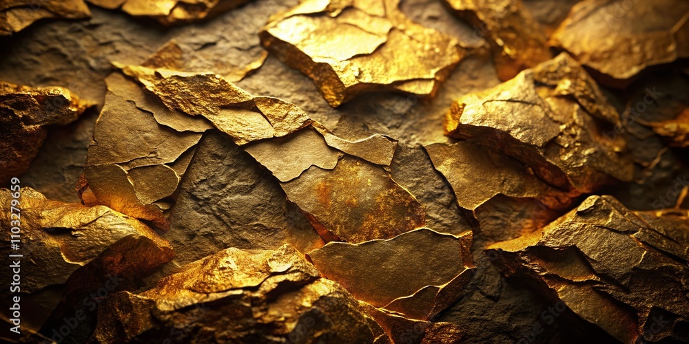 Aufkleber abstract gold texture background with stone-like features captured in low light, showcasing unique p