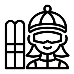 This Skier woman icon is suitable for winter sport, sport, winter holiday, etc.