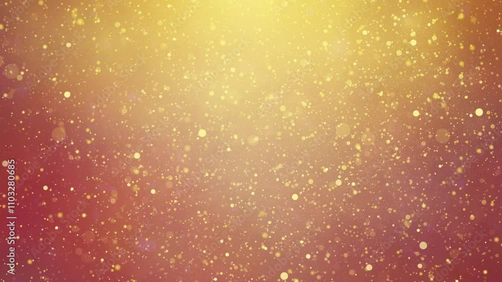 Poster mesmerizing golden particles glimmering and floating against a warm gradient background of yellow an