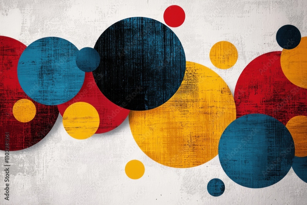 Poster abstract art composition with colorful circles studio graphic design creative space close-up visual 