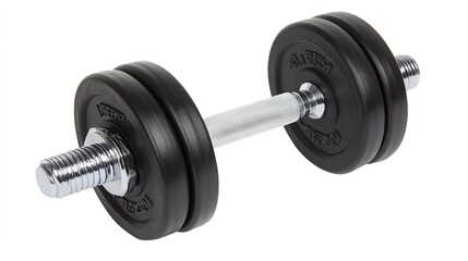 Naklejka premium Gym dumbbell isolated on a clean background, symbolizing strength and fitness. Perfect for sports, exercise, or workout themes, showcasing a sleek and modern design to highlight physical training