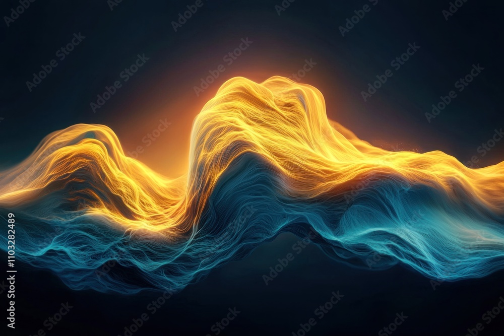 Poster dynamic wave patterns abstract digital art colorful light display modern aesthetic vibrant concept f