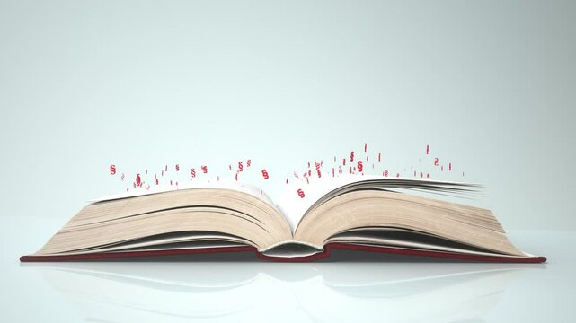 4k video Law Book Red Paragraphs. ProRes 4444.
