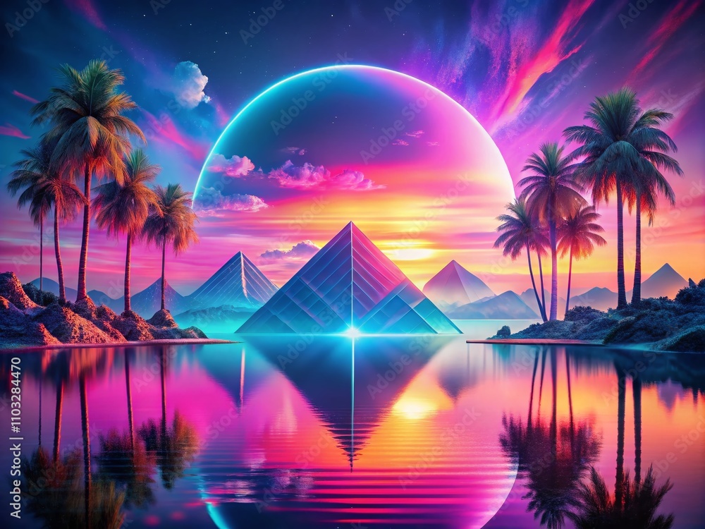 Poster abstract modern pastel holographic gradient backgrounds in 80s synthwave style for web and mobile ap