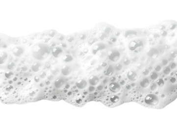 Foam with bubbles isolated on transparent background. Soap, shampoo, powder, gel for shave, foam mousse with bubbles template. Pattern for hygiene, clean wash