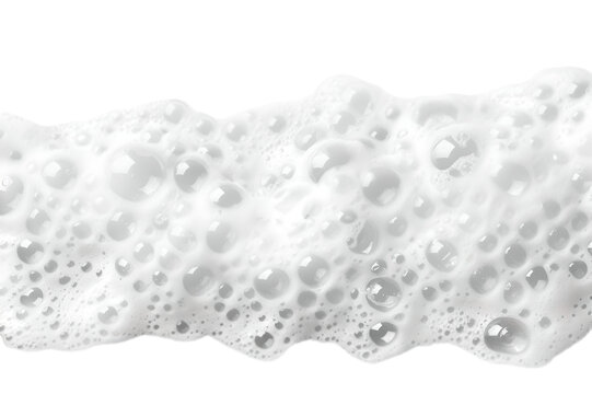 Foam with bubbles isolated on transparent background. Soap, shampoo, powder, gel for shave, foam mousse with bubbles template. Pattern for hygiene, clean wash