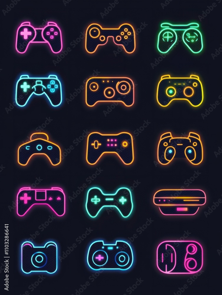 Poster gamepad multi color style icon. simple thin line, outline of internet things icons for ui and ux, we