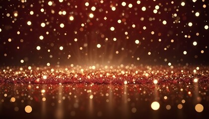 Fondo rojo y dorado brillante con luces borrosas, creando un ambiente festivo y m&aacute;gico