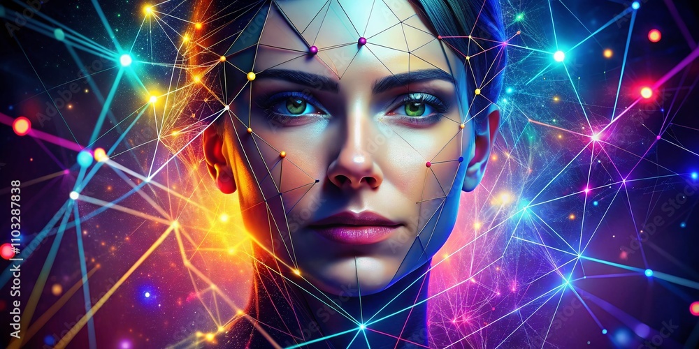 Poster abstract plexus background in portrait photography style, showcasing intricate connections and moder